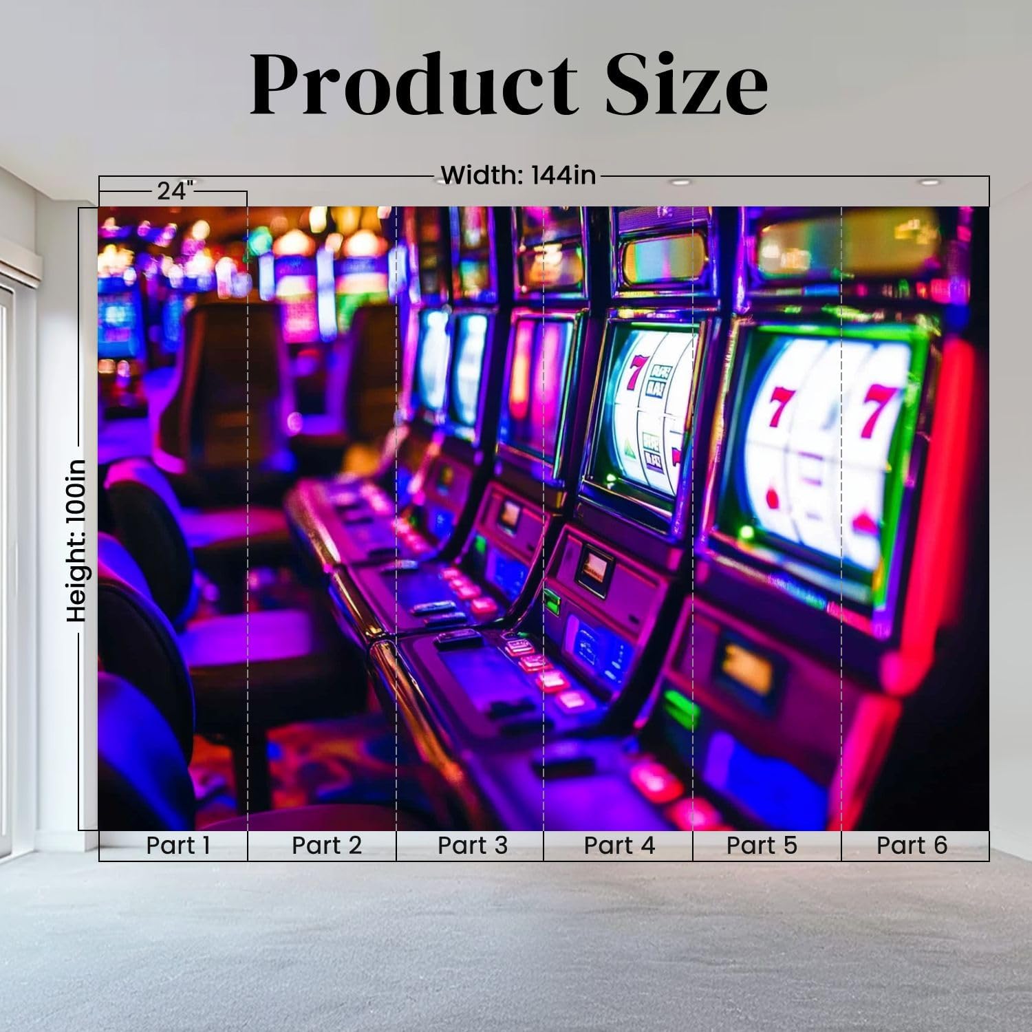 Wall Mural Slot Machines Casino nightlifes Pictures Silk Removable Wallpaper 3D Large Wall Mural Sticker Home Decor for Living Room Bedroom 100"x144" (Not Self-Adhesive)