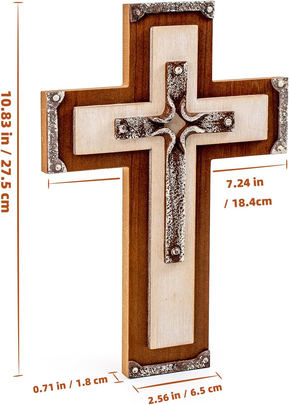 Christian Decorative Wall Cross Art Wooden Hanging Rustic 3 Layered