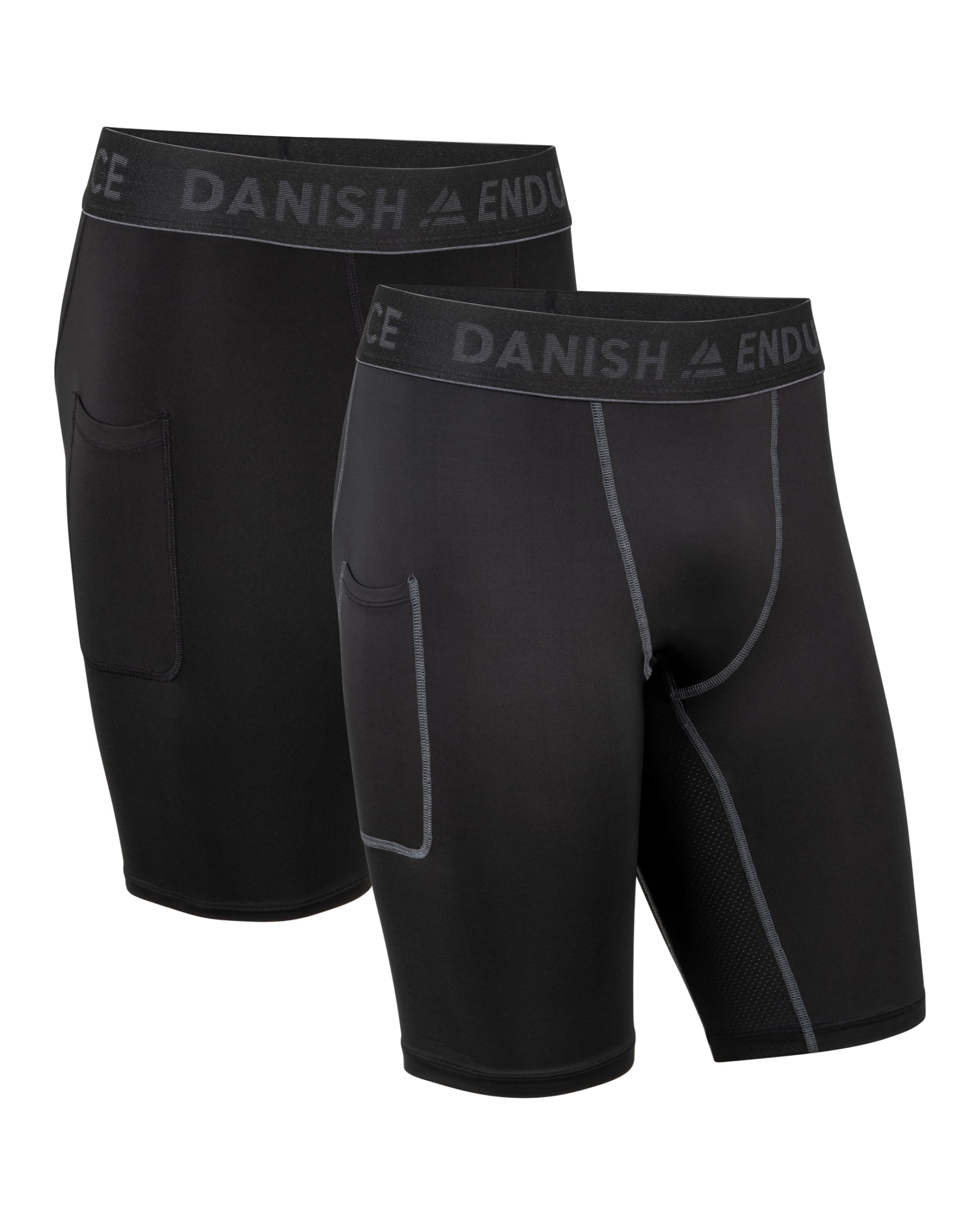 DANISH ENDURANCE Pantaloncini Compressione, Quick Dry, Uomo, 2 Paia | Pantaloncini a compressione, traspiranti e quick dry con tasca laterale, per corsa e allenamento