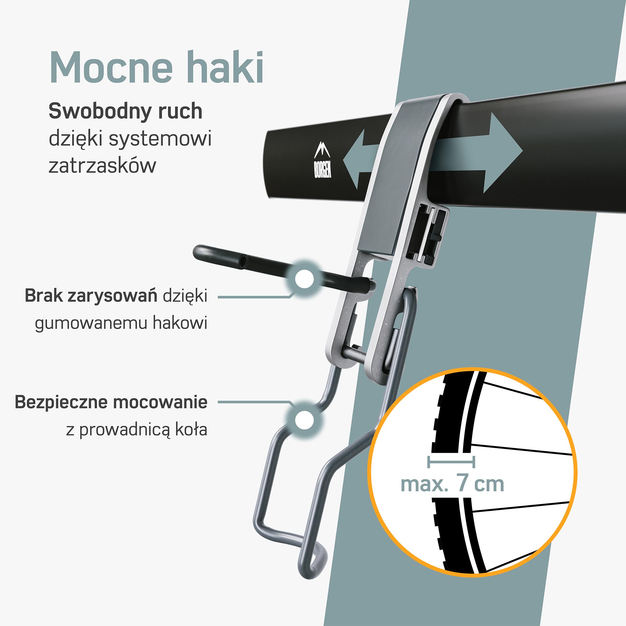 Borgen uchwyt ścienny do roweru Pionowy odpowiedni do wszystkich rowerów, np. roweru elektrycznego, roweru górskiego, roweru wyścigowego, bezstopniowo regulowany, uchwyt ścienny do roweru