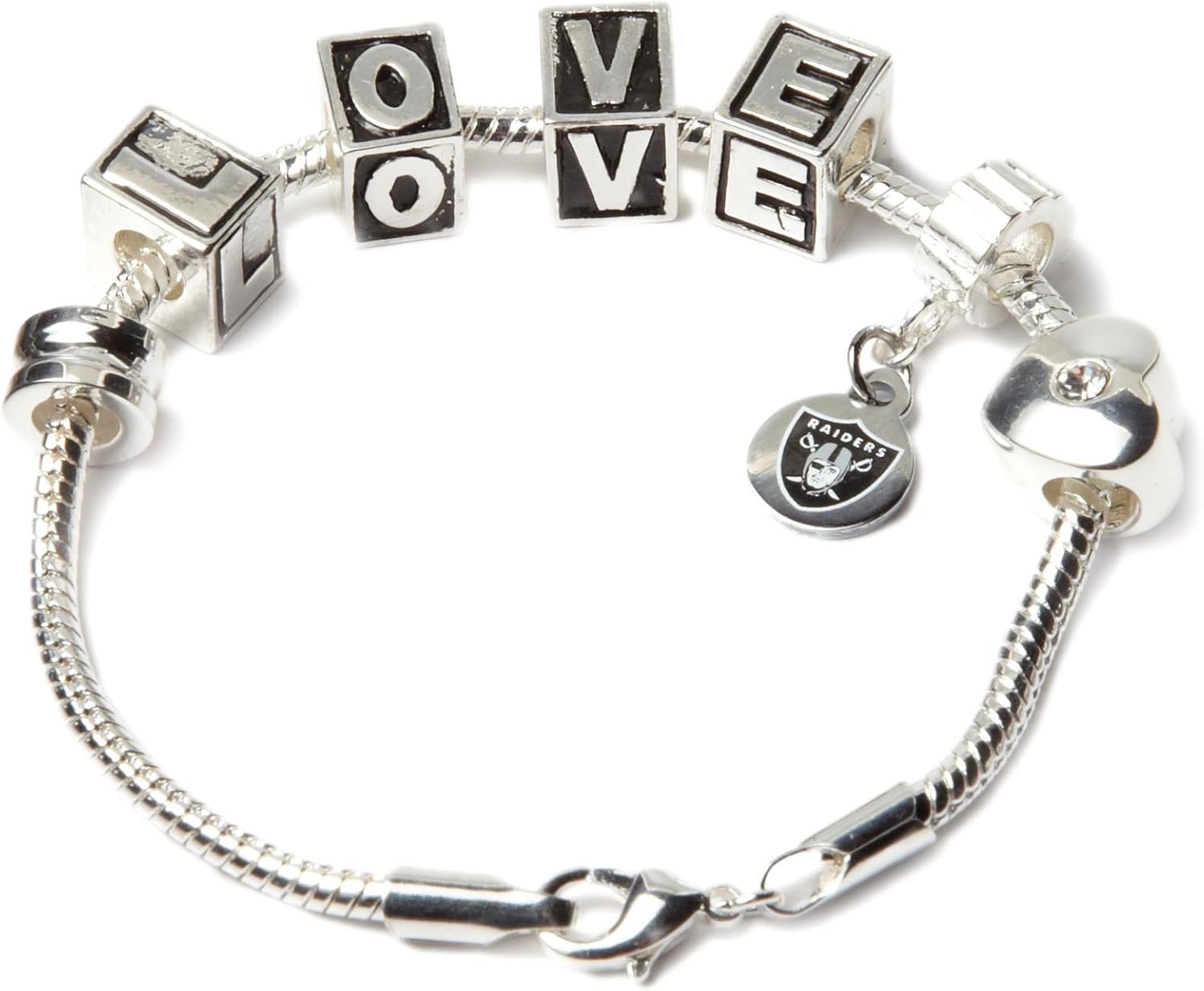 NFL Oakland Raiders Love Bead Bracelet Sports Fan