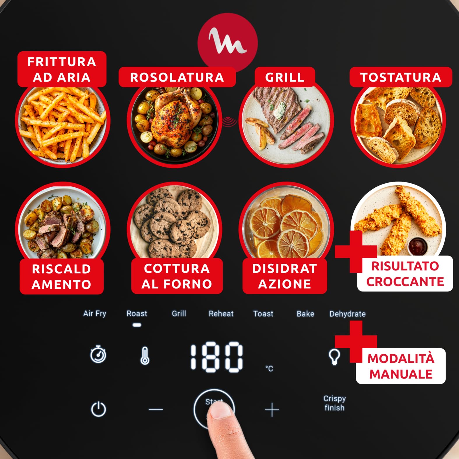 Moulinex Easy Fry Infrared, Friggitrice ad Aria 7 Litri, con Tecnologia Infra-Heat per una Cottura Veloce e Uniforme, 8 Programmi Preimpostati, Facile da Pulire, 2000 W, Colore Nero, EZ8328