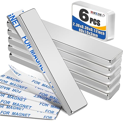 Miniatura 68 de Mikede - Imanes de tierras raras - Paquete de 10 potentes imanes de neodimio en barra negros con adhesivo doble cara, para garaje, cocina, ciencia