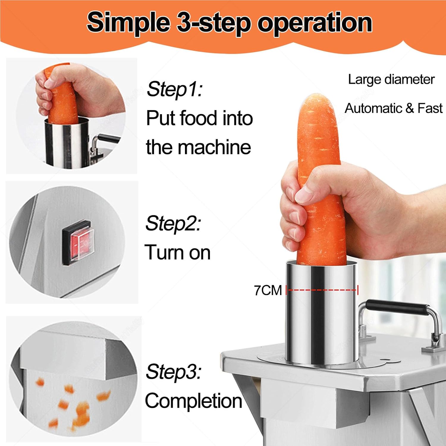 Heavy Duty Commercial Vegetable Dicer,Electric Stainless Steel Fruit Dicing Machine,Carrot Potato Onion Granular Cube Cutting Shredder,Food Processor,for Restaurants,Canteens 15mm