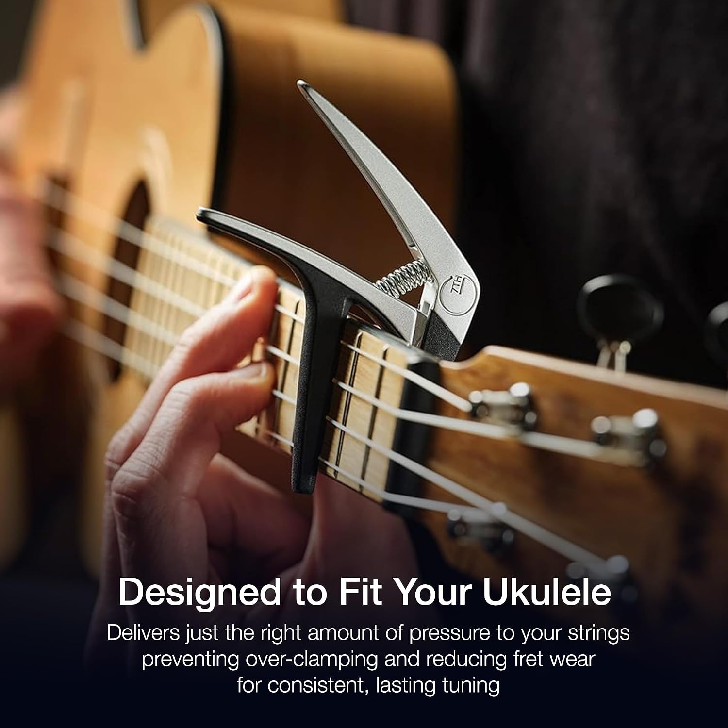 G7th Nashville Silver Ukelele Capo - Lightweight and Low Profile with Protective Silicone Pads - Tuning Stability for Effortless Performance - The Perfect Capo for all Ukeleles - UK Designed