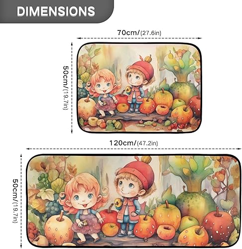 Miniatura 3 de Harvest Time Kitchen Mat 2 Pcs Set, Low Pile Kitchen Rugs Cushioned Water Absorbent Washable Floor Mats for Kitchen Sink Laundry Room