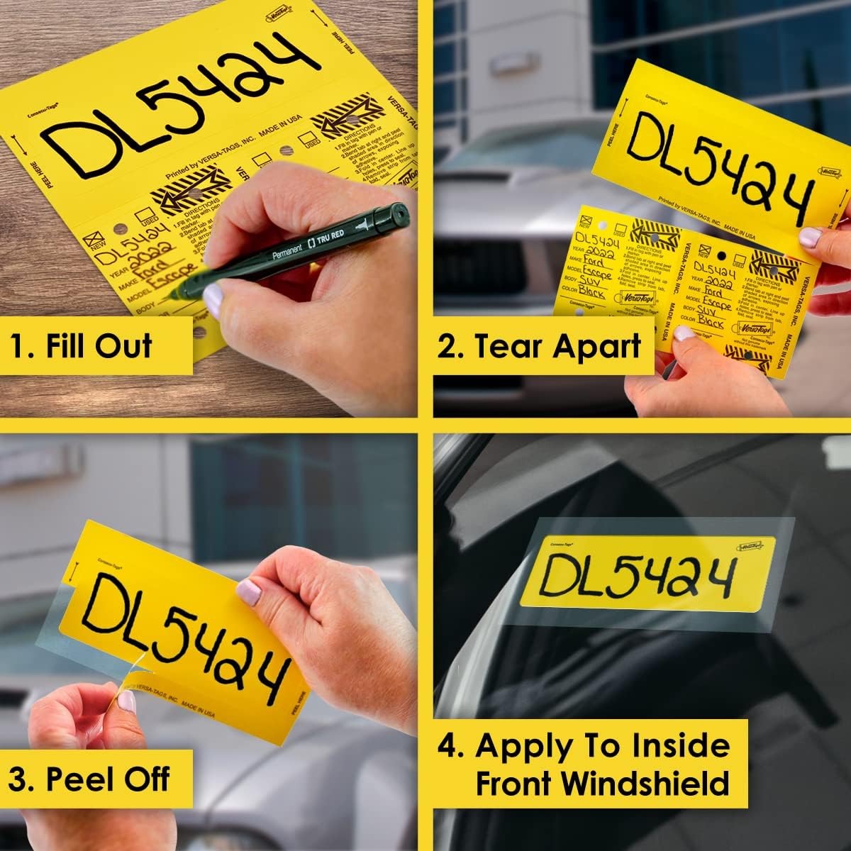 250 Key Tags with Rings Plus 125 Blank Inventory Stock Number Window Stickers Dealer Inventory System 250 Car Key Tags with Labels (Red)