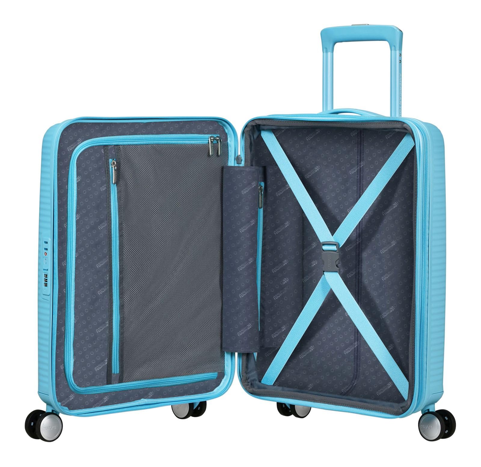 American Tourister Soundbox Spinner 55/20 TSA EXP Trolley Blueberry Fizz Azul Claro
