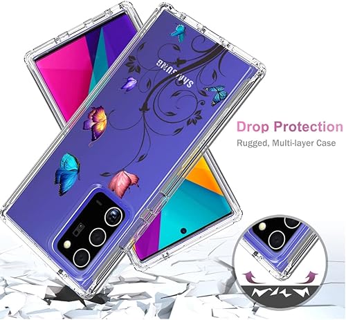 Miniatura 7 de Funda para Galaxy Note 20 Ultra 5G SM-N986U con protector de pantalla de vidrio templado, cuerpo completo transparente con protección floral para