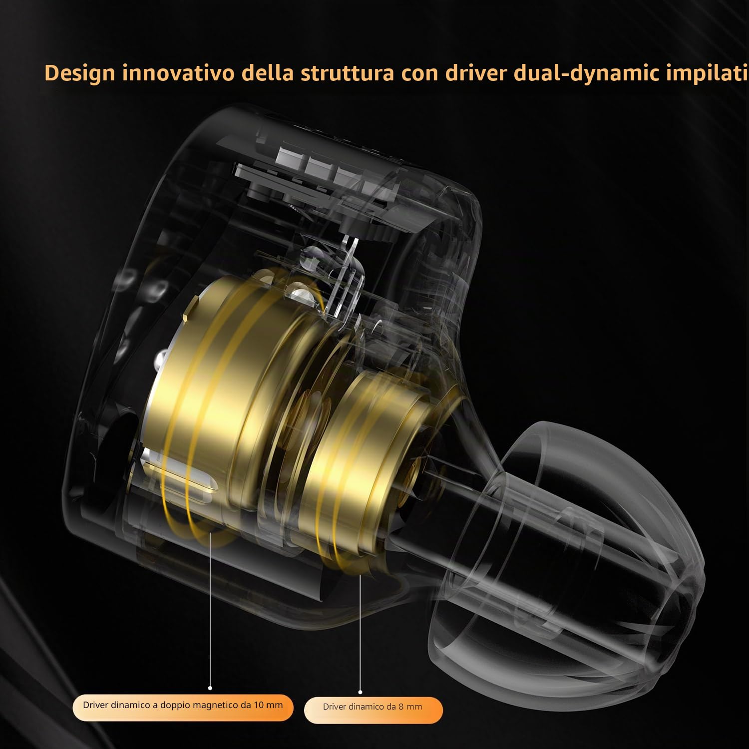 KZ Castor - Cuffie IEM Harman Bass Edition con doppio driver dinamico, suono sintonizzabile, 4 livelli interruttore, isolamento acustico