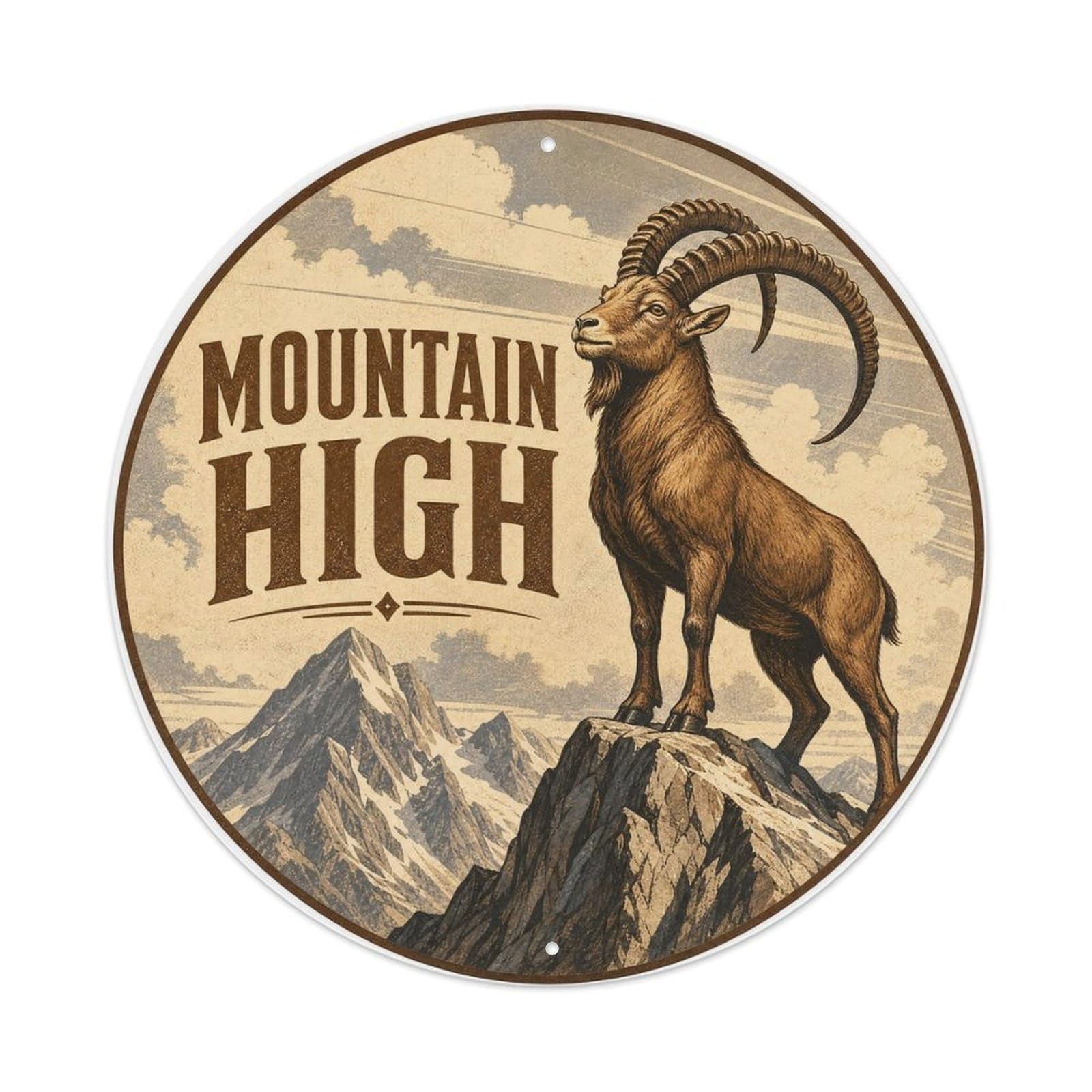 Classic Ibex Mountain Wildlife Vintage Outdoor Nature Metal Tin Sign