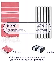 Vista 38 de Oversized Turkish Beach Towel 38’’x71’’ - Set of 2 100% Turkish Cotton Lightweight Sand Free Quick Dry Pool Towels Extra Large Bath Towels for