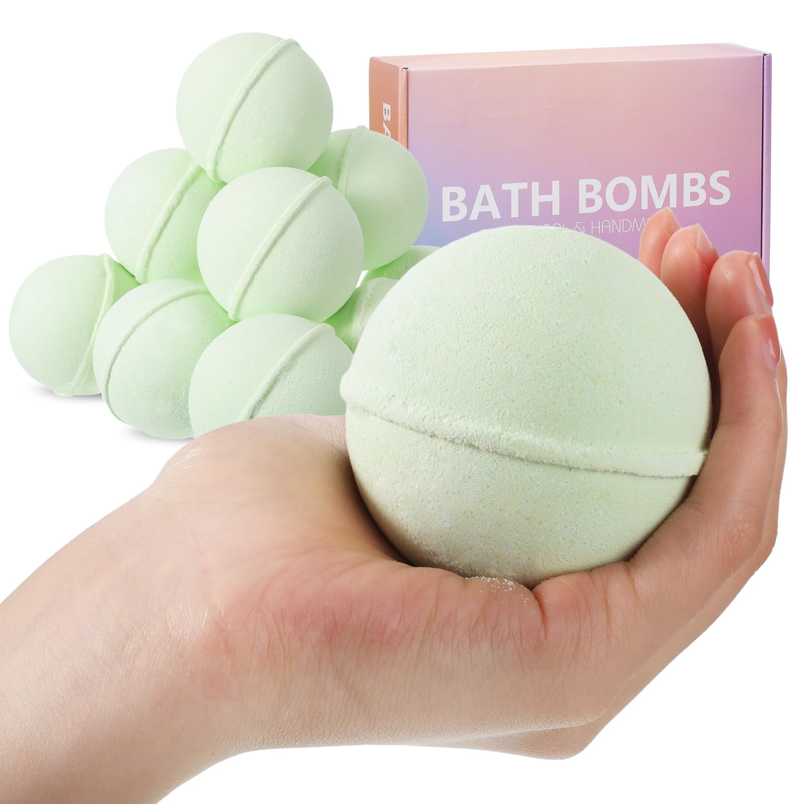 Loopeer12 Pcs Extra Large Eucalyptus Bath Bombs Tea Tree Bubble Bath Bombs Natural Spa Bath Tub Bombs Non Staining Fizzy Gift for Women Teens Kids, Individually Wrapped, 5 Oz