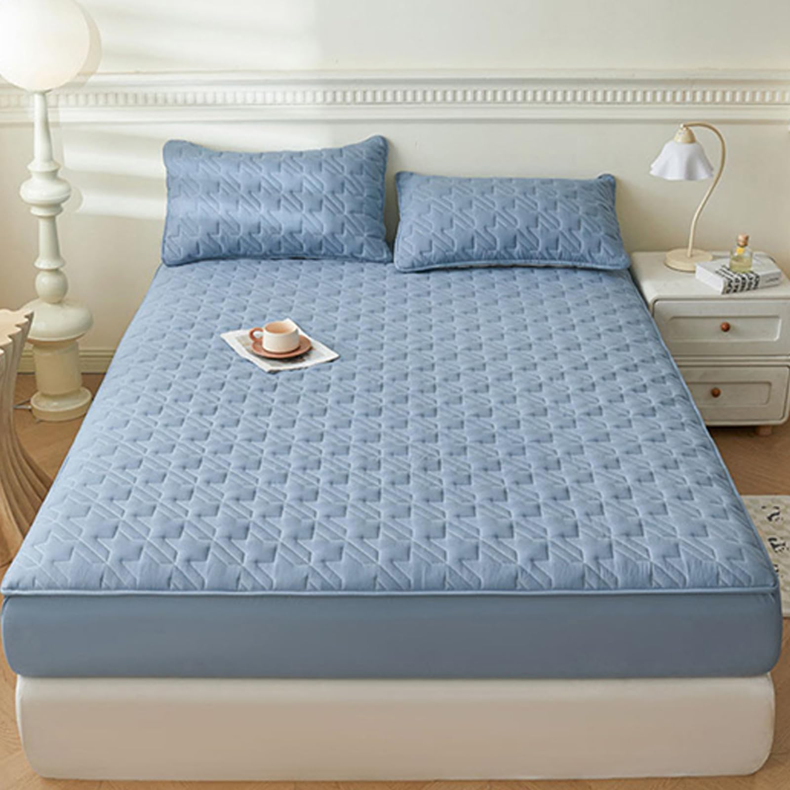 Lenzuolo con angoli impermeabili, 120 x 200 cm + tasca profonda 30 cm, con federa, coprimaterasso di alta qualità per il massimo comfort e protezione