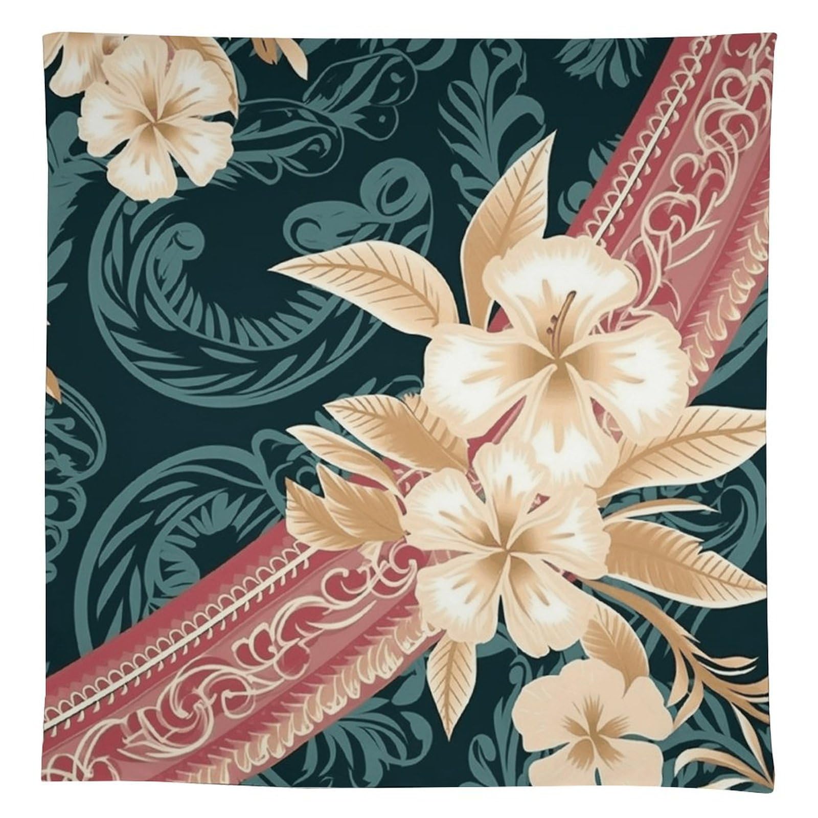 Nappe élégante en lin hawaïen 140x140 cm lavable pour table de repas