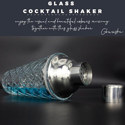 Miniatura 4 de Gbuxska Juego de coctelera plateada, kit de barman de vidrio prémium con jigger medidor, cuchara mezcladora y muddler