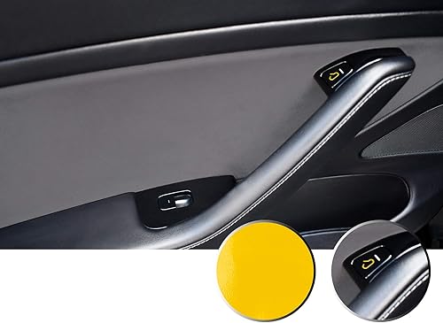 Juego de calcomanías de vinilo para botón de salida de puerta, compatible con Tesla Model 3 2017 2018 2019 2020 - Amarillo brillante