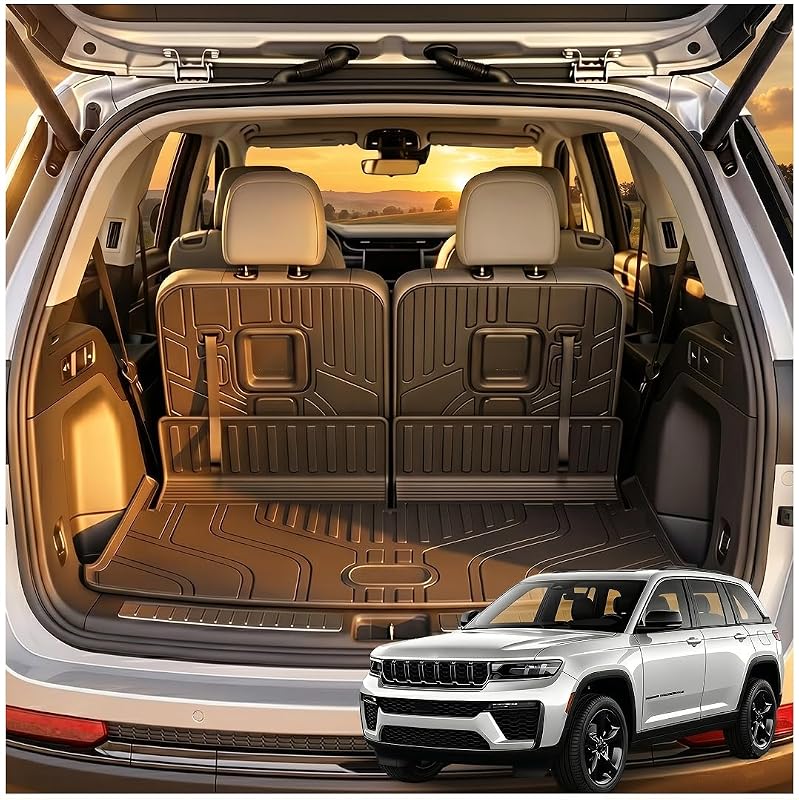 Forro de Porta-Malas em TPE com Protetores do Encosto do Banco para Jeep Grand Cherokee L 2021–2026, Preto