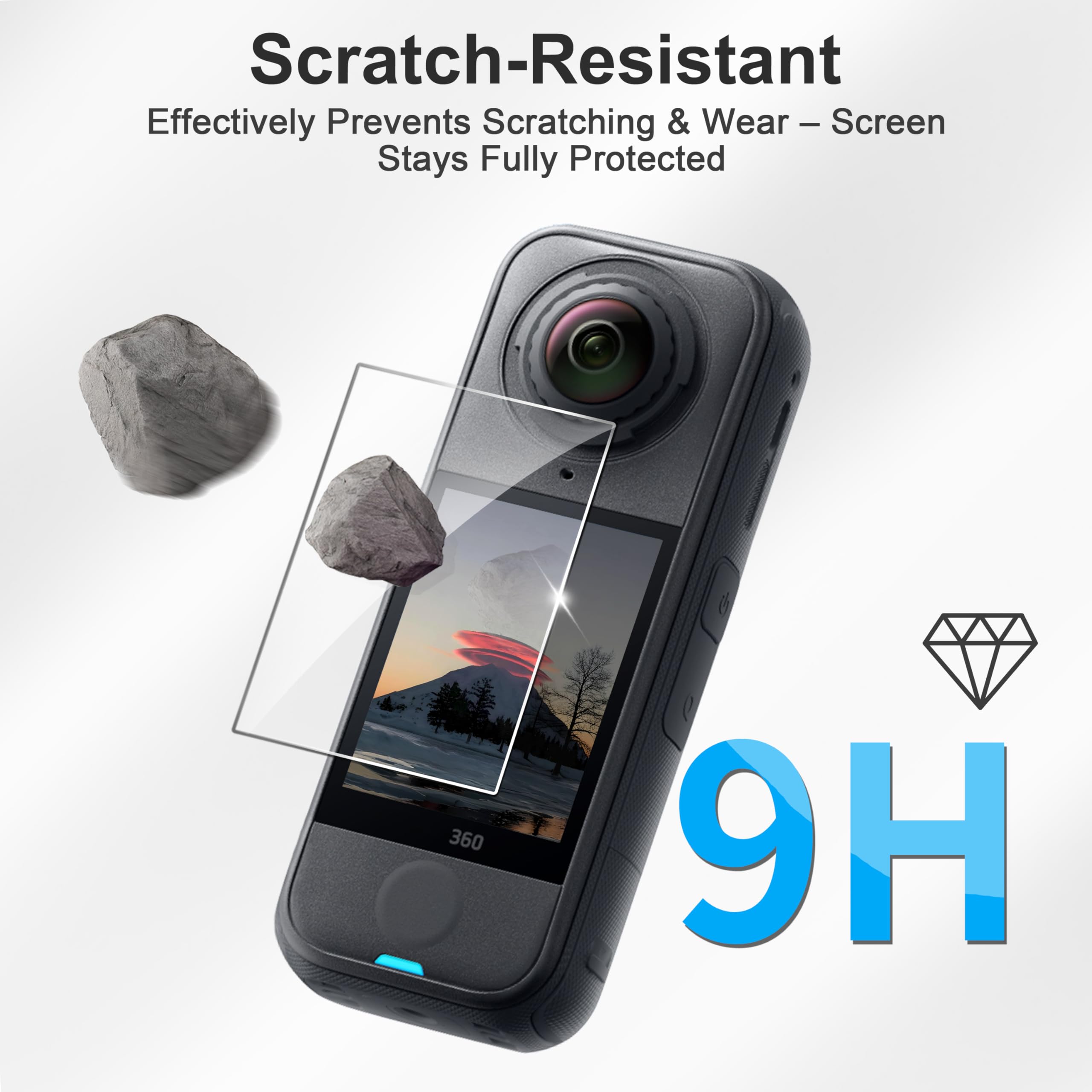FiTSTILL Folia ochronna na wyświetlacz ze szkła hartowanego do INSTA 360 X4 Air, stopień twardości 9H, odporna na zarysowania, wysoka czułość, akcesoria do X4 Air
