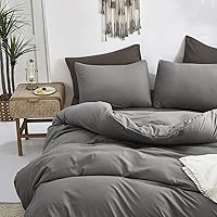 Vista 209 de Luxlovery - Juego de edredón azul neblina, tamaño matrimonial, minimalista, azul polvoriento, edredones de algodón suaves y transpirables, azul