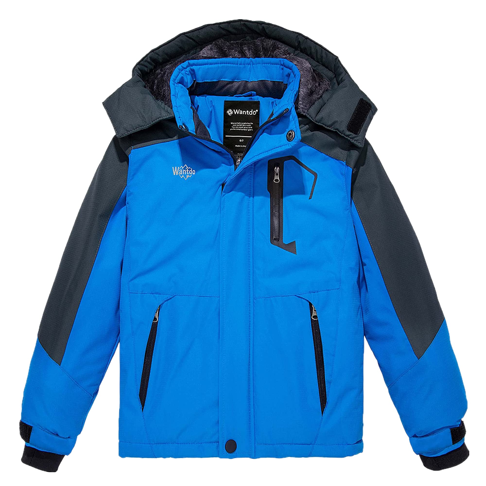 Wantdo Jungen Berg Ski Jacke Warmer Winter Fleece Mäntel Wasserdichter Atmungsaktive Jacke Outdoor Kapuzen Windbreaker Jacken