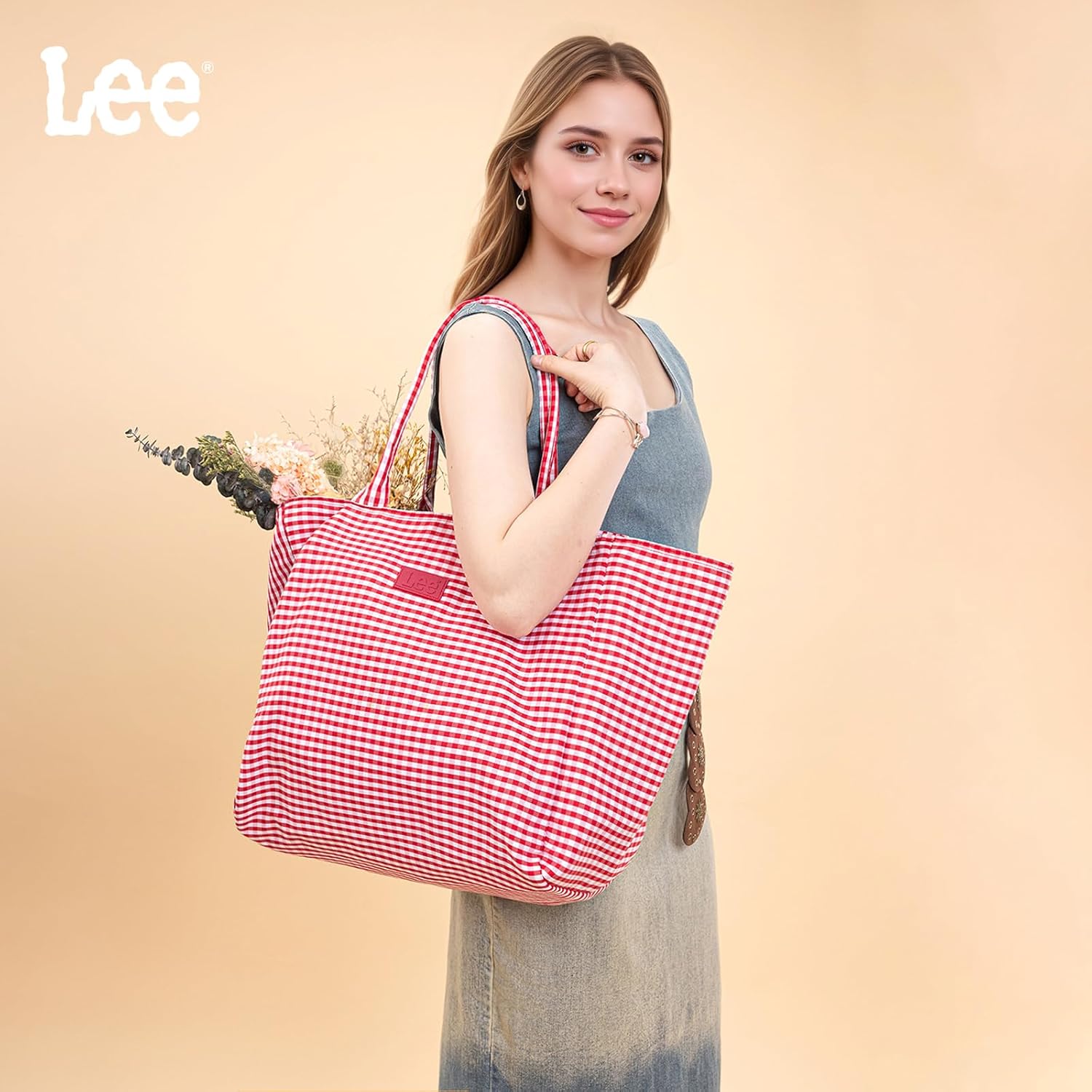 Montana West x Lee Extra Large Soft Cotton Tote Bag for Women Thick Lightweight Shoulder Bag Reusable Grocery Bag - Image 5