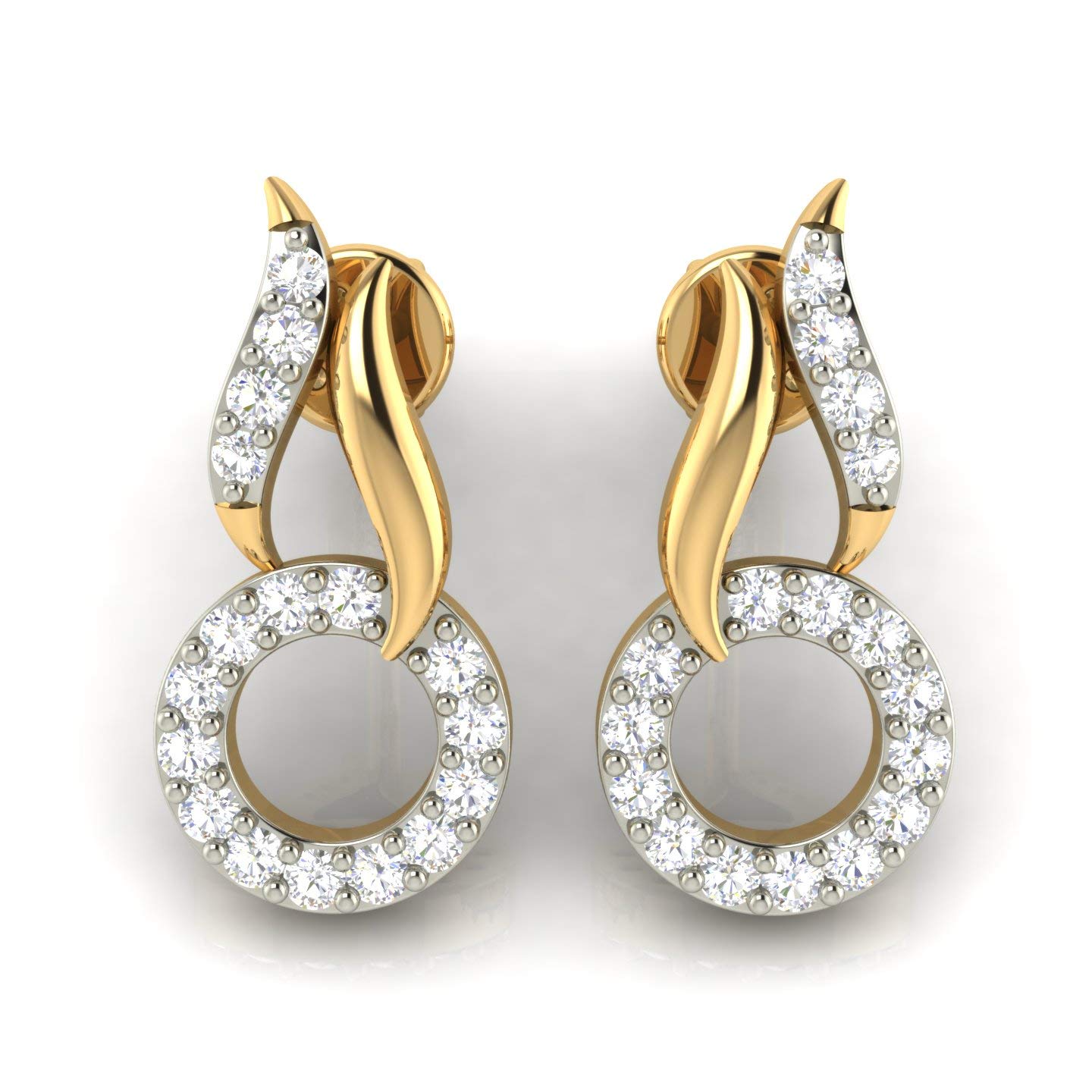 avsar 18k (750) Yellow Gold and Diamond Stud Earrings for Women-picture-32
