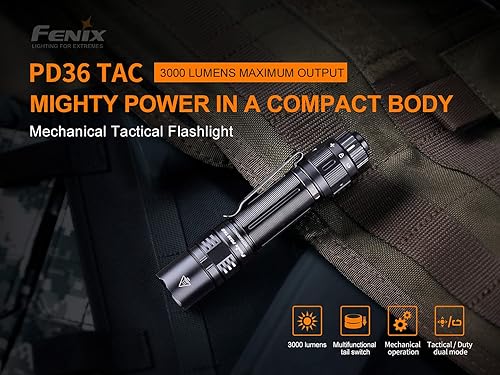 Miniatura 6 de Fenix Linterna táctica PD36 TAC, 3000 lúmenes USB-C recargable, con organizador LumenTac
