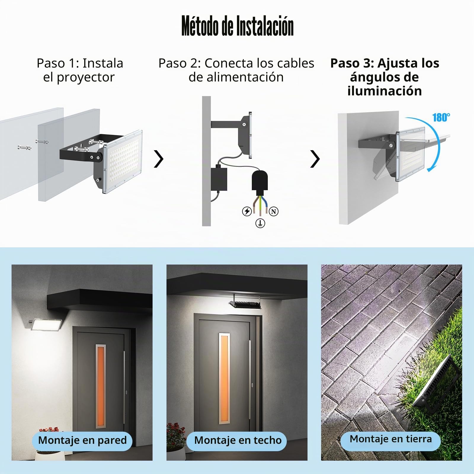 Focos de LED Exterior 400W 40000LM - Proyector LED Exterior 2 Piezas 6500K Blanco Frio IP66 Impermeable para Jardin Patio