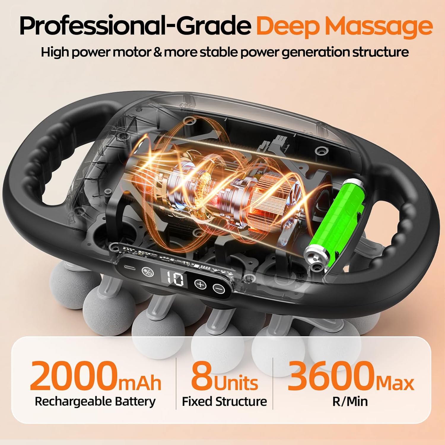 20-Head Massage Gun Deep Tissue, 9 Modes & 9 Intensity Levels Body Percussion Muscle Massager, Quiet Electric Handheld Massage Tools for Neck, Back, Shoulder, Waist, Leg, Feet, Daily Relaxation