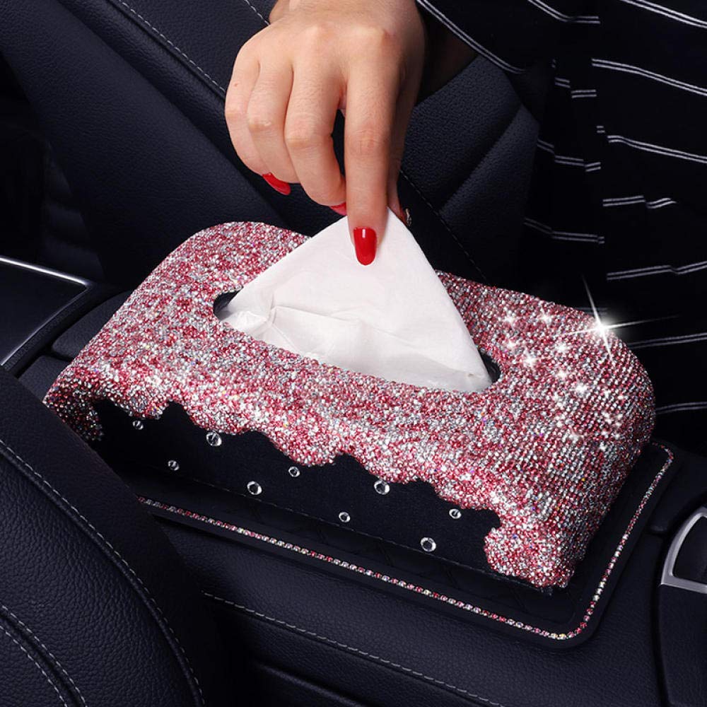 LIUJUAN Scatola Porta Fazzoletti In Cristallo Argento Con Strass – Elegante Porta Carta Per Auto E Casa, Copri Scatola Luxury