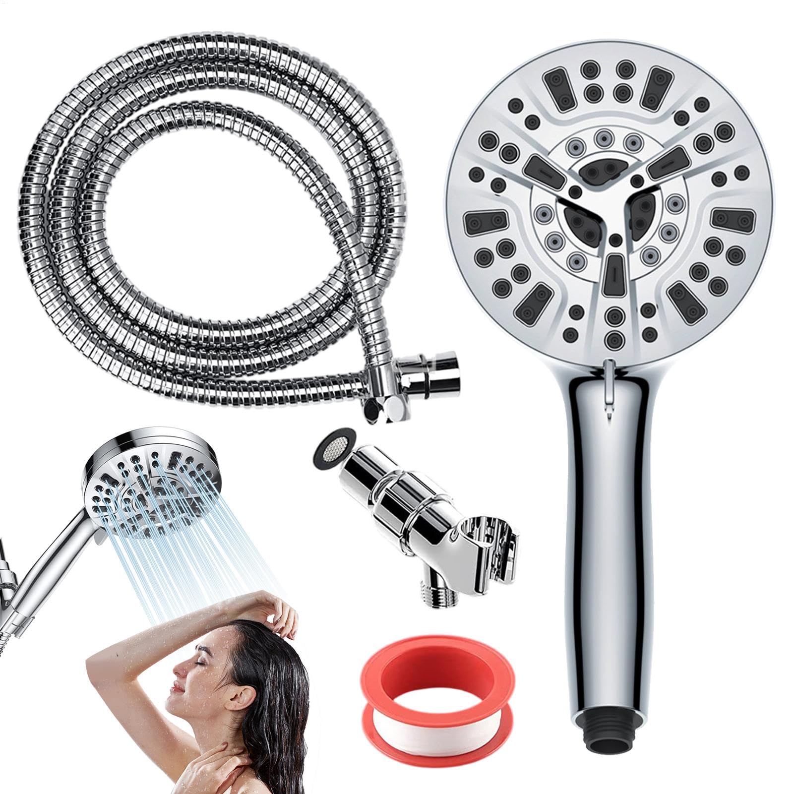 Pommeau de douche haute pression avec tuyau long pour salle de bain