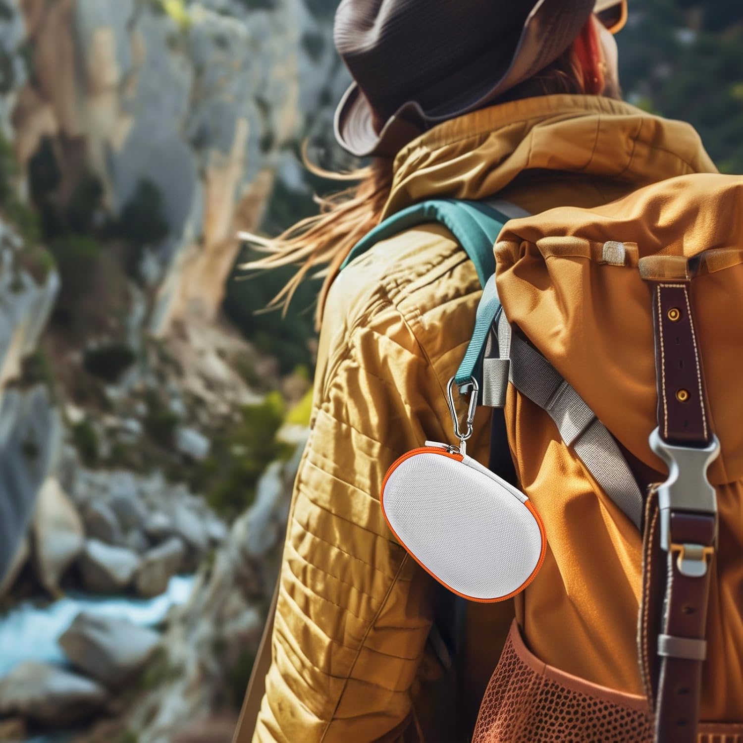 Protective Case Cover Bag for JBL Clip 5/4 Bluetooth Speaker, Portable Speakers Carrying Storage Organizer with Carabiner for Charger & Cable (White) - Image 7