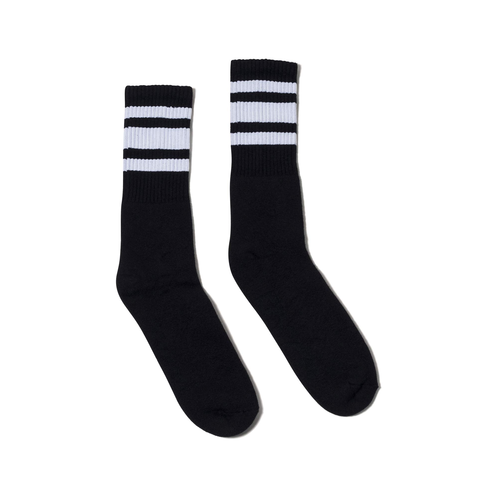 SOCCOBlack with White Stripe Crew Socks Made in USA