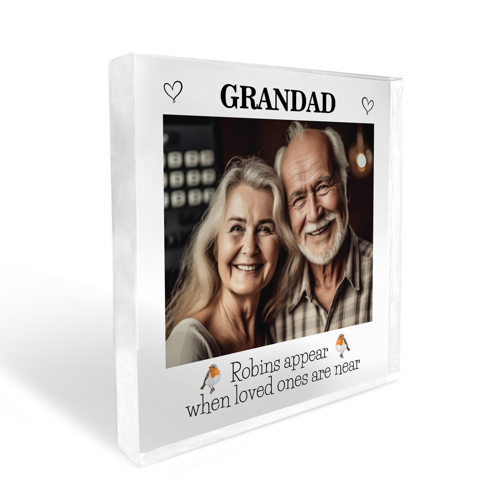 Red Ocean Robins Appear Gift Personalised Photo Block Memorial Plaque For Grandad In Memory Plaque Keepsake