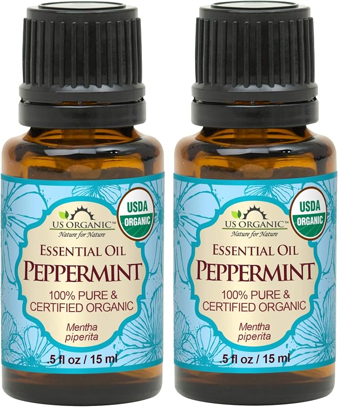 US Organic Óleo essencial de hortelã-pimenta Mentha piperita, 15 mL, pacote com 2