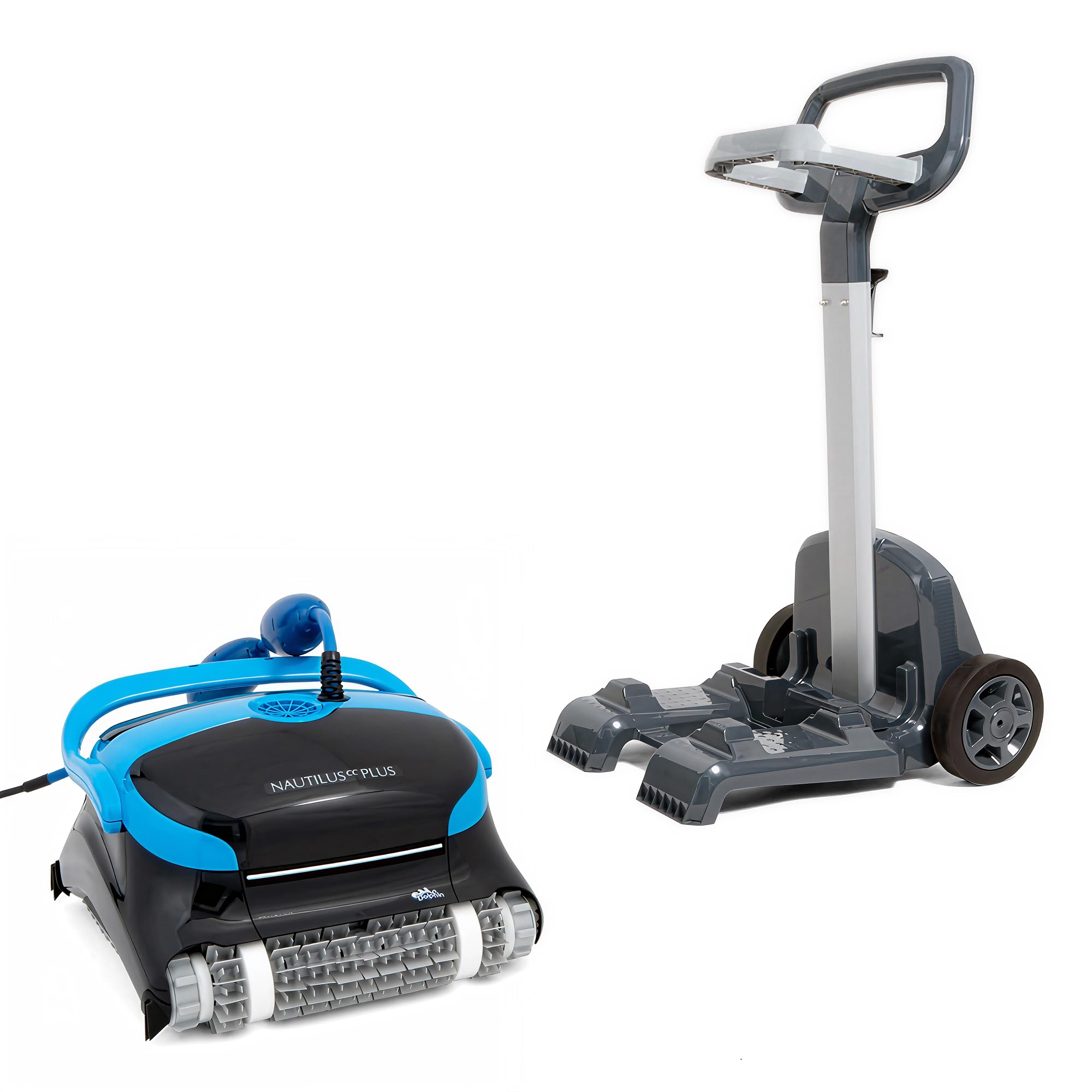 Dolphin Nautilus CC Plus Robot Aspirador para Piscinas Enterradas y Desmontables de 12m con Carro de Transporte, Programador semanal, Filtración Fina