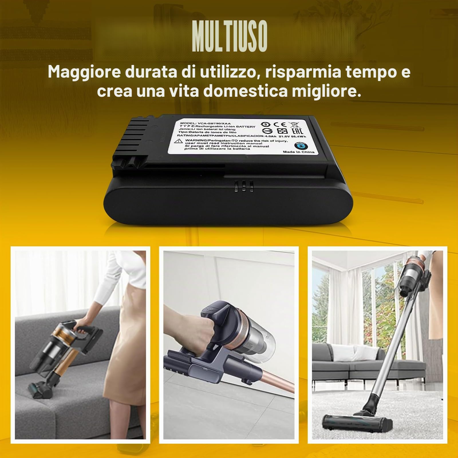 Batteria da 4.0Ah per Samsung VCA-SBTA60 VCA-SBT90 VCA-SBT90EB, compatibile con gli aspirapolvere senza fili Samsung JET60 JET65 JET70 JET75 JET90. Non per gli aspirapolvere delle serie Jet 85 JET95 e