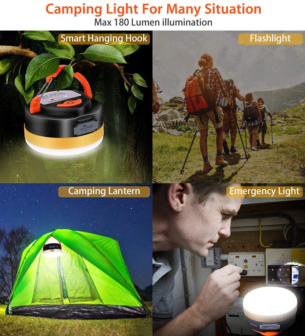 URAQT Oplaadbare Waterdichte Kampeerlantaarn IP44 - 500 Lumen Met Magnetische Haak