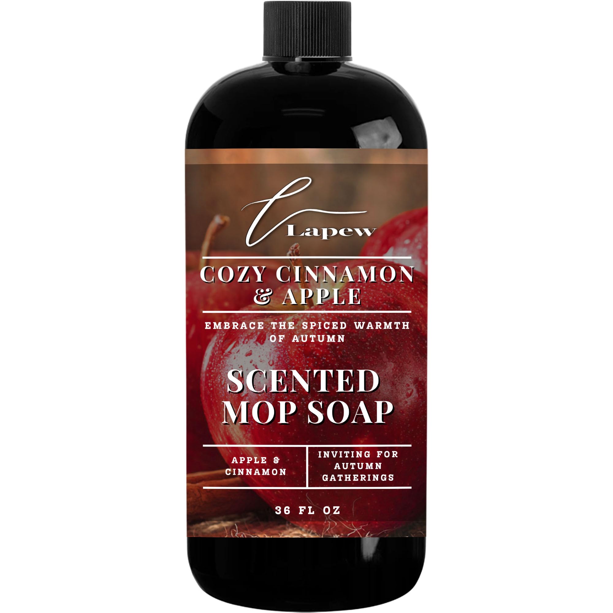Lapew Cozy Apple & Cinnamon Scented Mop Soap - Luxury Floor Cleaner Concentrate for Mopping Tile, Laminate, Vinyl & Hardwood | Streak-Free, Low-Foam |