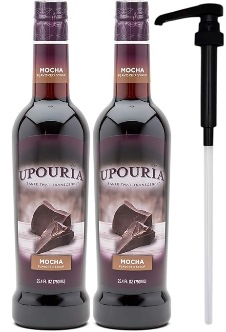 Upouria Mocha Coffee Syrup Flavoring, 100% Vegan, Gluten-Free, Kosher, 750