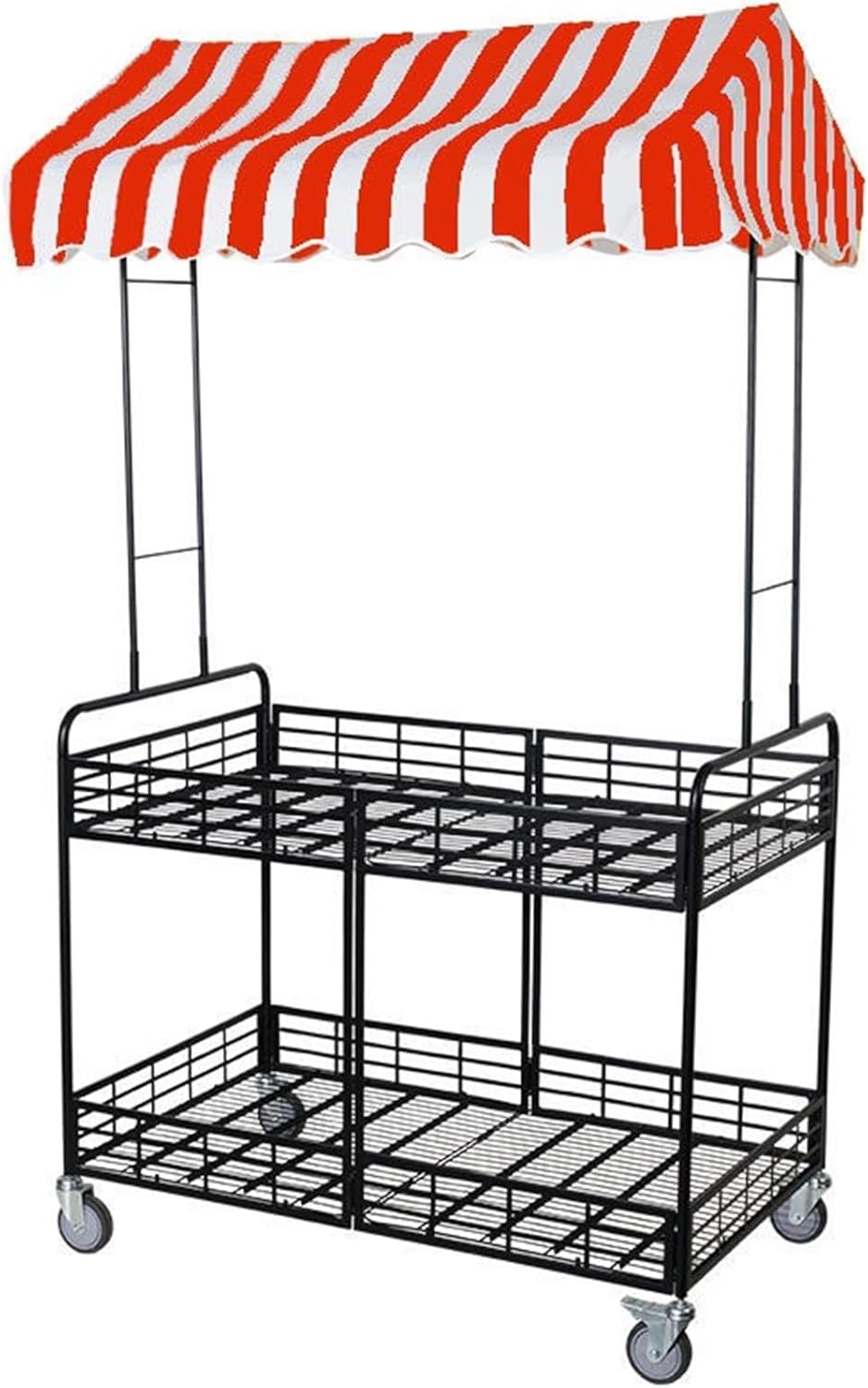 Folding Vendor Stall Cart with Canopy, Mobile Outdoor Cart for Street Vending,Commercial Display Stand for Market and Street Food (Yellow, 110x65CM/43 2/7 x25 3/5 in)