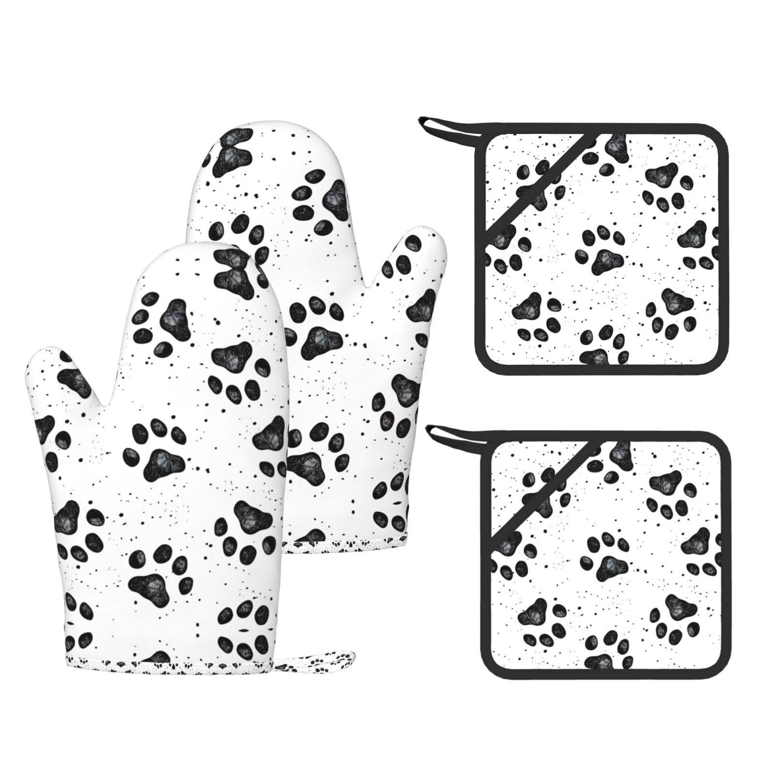 Ensemble de cuisine tendance imprimé patte de chien pour le four