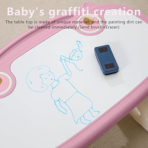 Miniatura 3 de Juego de mesa y silla para niños, la mesa puede ser graffiti y la altura se puede subir y bajar para niños de 2 a 10 años. El pedido incluye