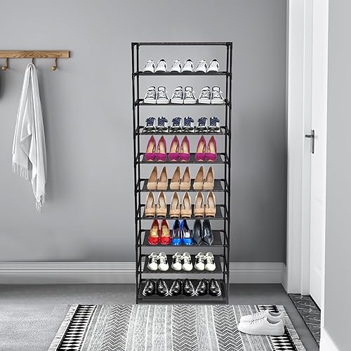 Miniatura 2 de Zapatero de 8 niveles para organizar zapatos, estante angosto desmontable de tela impermeable para zapatos con capacidad para 32 a 40 pares de