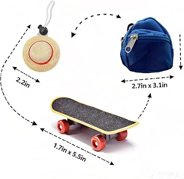 Bearded Dragons Accessories Toy Clothes 3 Pack Lizard Backpack Adjustable Hat and Mini Skateboard Fit for Lizard Bearded Dragons Hamster Parrot Little Turtle Reptiles Small Animals