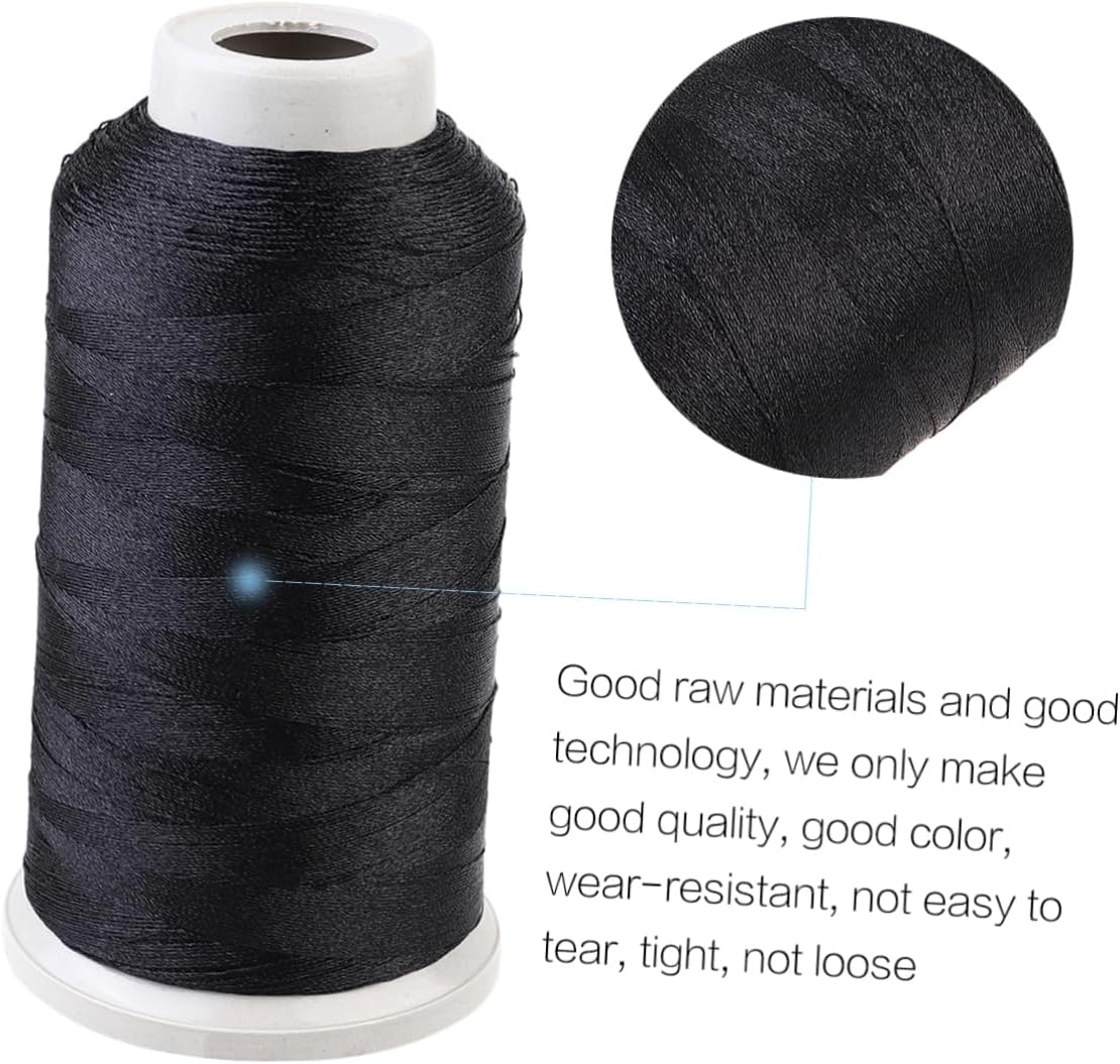 Artibetter 3-ply Ice Silk Sewing Thread Thick Black Thread for Heavy Duty Projects