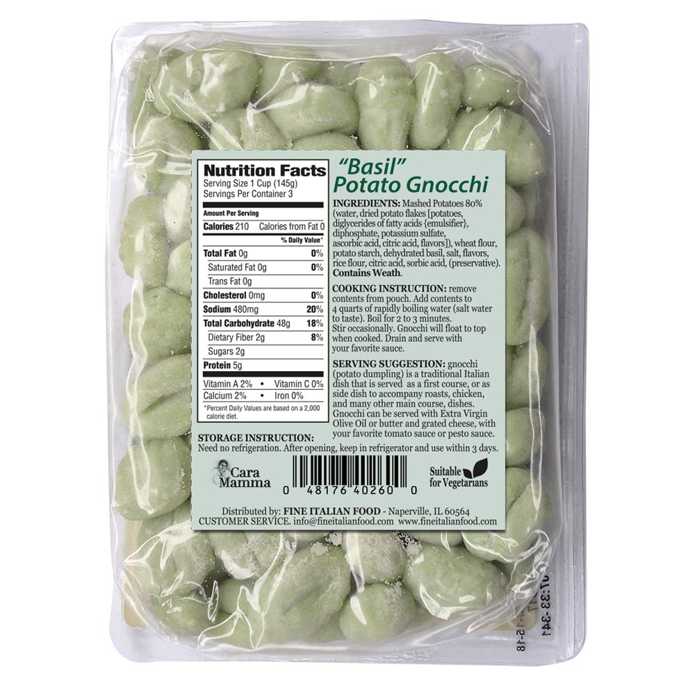 Mantova Cara Mamma Basil Potato Gnocchi Pasta, 16 Ounce (Pack of 6)