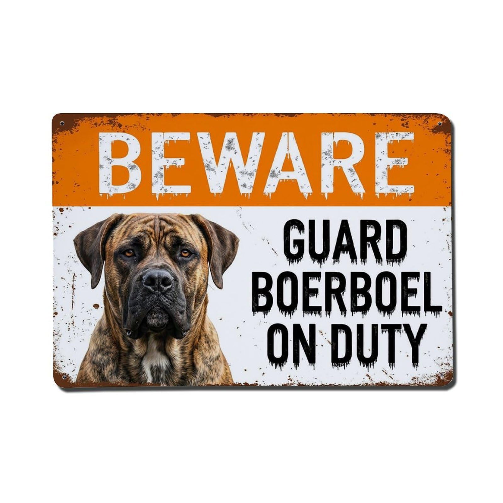 Vintage Funny Boerboel Guard Beware of Dog Lawn Metal Tin Sign Plaque Wall Decor for Cafe, Club Bar, Office, Garden Metal Poster 8x12Inch