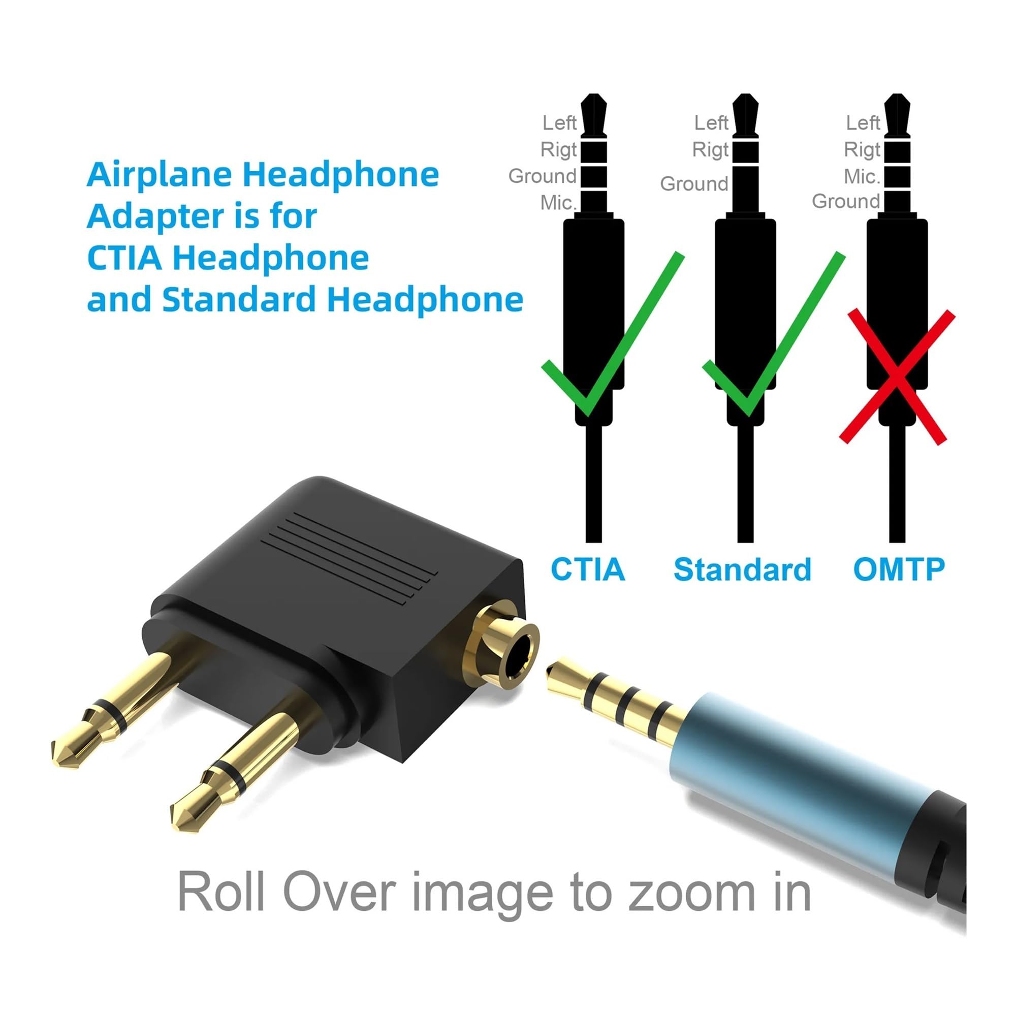 2/4/8 adattatori audio da 3,5 mm mono doppio maschio a jack stereo femmina, per cuffie da viaggio aerei e auricolari (4 pezzi)